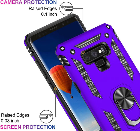 IKAZZ Military Grade Shockproof Case for Galaxy Note 9, Heavy Duty Protection with Magnetic Kickstand (Purple)