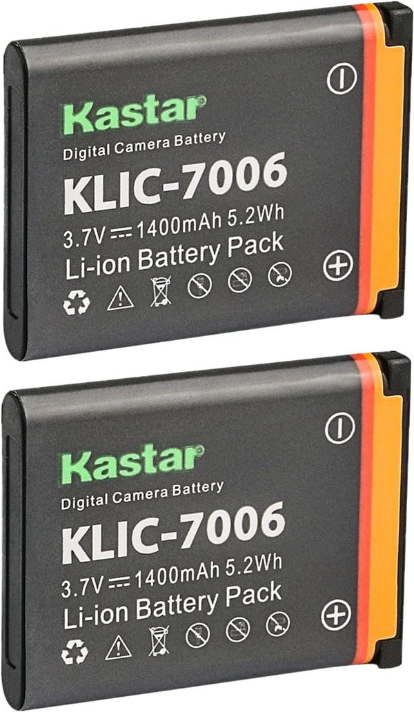 Kastar 2-Pack Battery Replacement for Kodak KLIC-7006, EasyShare M22, M23, M200, M522, M530, M531, M532, M550, M552,