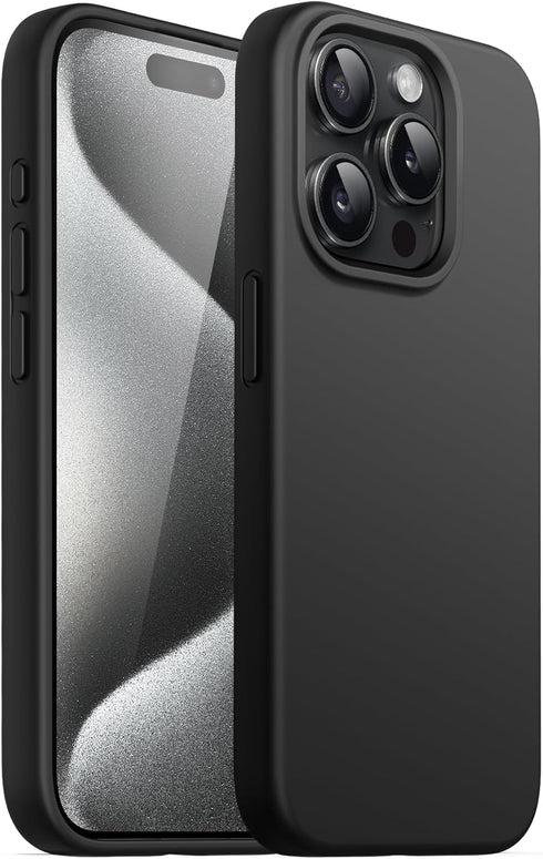 JETech iPhone 15 Pro Case, 6.1-Inch, Black Silicone, Full-Body Protection, Shockproof, Silky-Soft Touch.