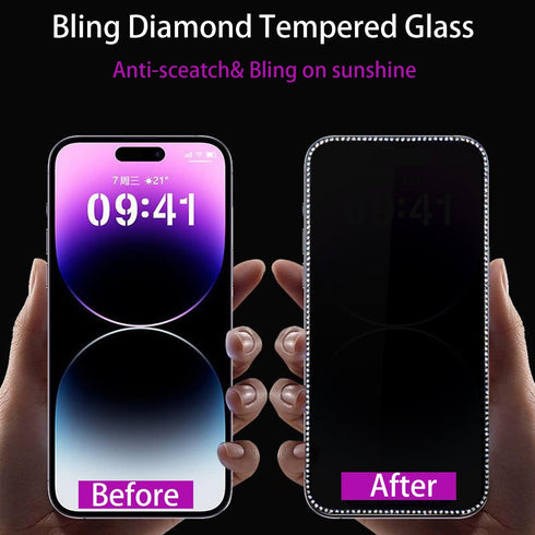 WIRIXSYD 2PCS 17 16 17 16 6.9 Inch Glitter Screen Protector Suit for iPhone Promax/iPhone Pro Max,Diamond Bling Shiny