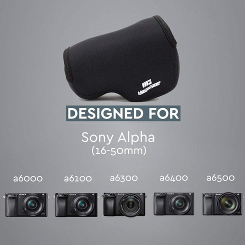 MegaGear MG064 Ultra Light Neoprene Camera Case for Sony Alpha A6400, A6500, A6300, A6000 (16-50 mm) - Black (MG063)