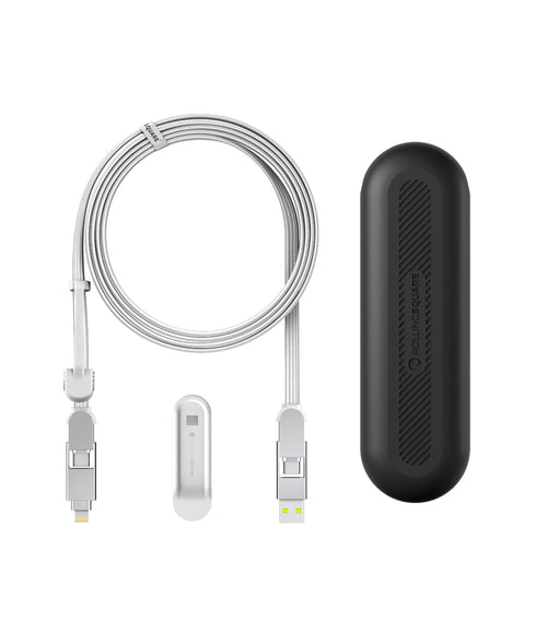 Rolling Square inCharge XL 6-in-1 Multi Charging Cable, 100W Ultra-Fast Charging Power, 6.5 Ft/2m, Glacier White