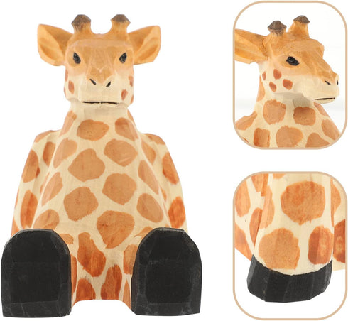 Beavorty Wooden Giraffe Mobile Phone Holder, Telephone Stand, Cellphone Support for Desk Office Accessories