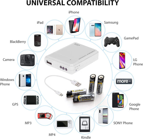Success4Sport K6 16GB 4 Portable AA Battery Travel Charger Works for Lenovo Power and Emergency Re-Charger with LED
