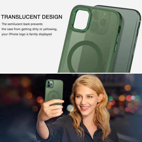 BENTOBEN iPhone 11 Pro Max Case - Dark Green, Translucent Matte, Shockproof, MagSafe Compatible, 6.5" Protective Cover.