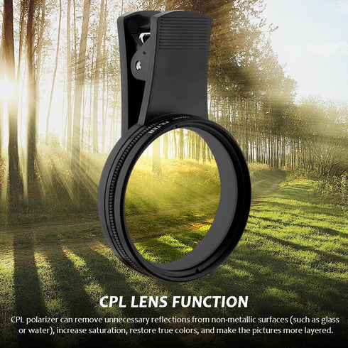 Loyanger 52mm Polari/zed Camera Lens Phone Universal CPL Filter Clip Kit, Portable Phone Polarizing Lens Filter