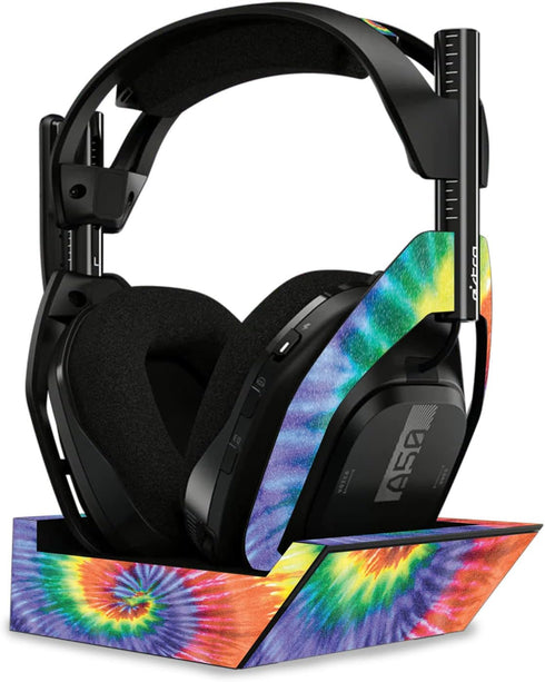 MightySkins Glossy Glitter Skin Compatible with Astro A50 Wireless Headphones + Base Station (Gen 4) - Tie Dye Spiral |