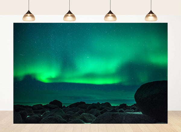 LidyMini 10x8ft Fabric Green Northern Lights Backdrop Magical Aurora Borealis Photography Background for