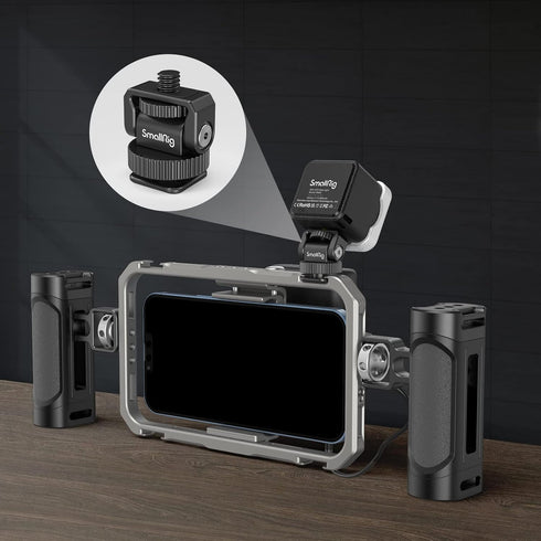 SmallRig Mini Ball Head Cold Shoe Mount Adapter, 1/4" with 1/4"-20 Thread for Camera, Phone Cage, LED Video Light-3577