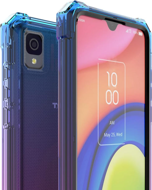 Ailiber Phone Case for TCL 30Z, Alcatel TCL 30Z with Screen Protector(T602DL), Heavy Duty Silicone Cover, Blue Pink