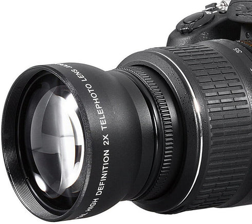 52mm Telephoto Lens - 52mm 2X Magnification HD Tele Converter for 52mm Mount Cameras