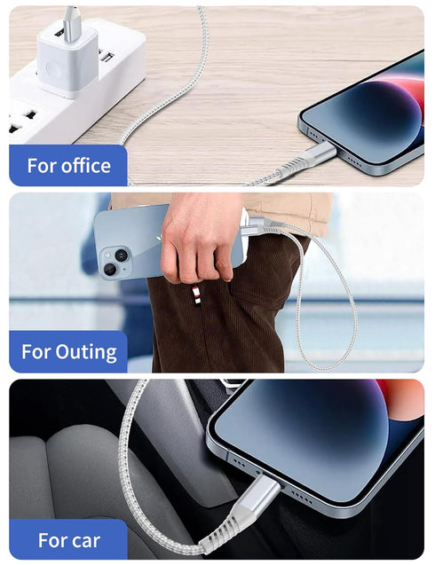 iPhone Charger Cable 2FT, 3Pack USB A to Lightning Braided Short Cable for Fast Charging Compatible with iPhone