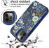 uCOLOR Flip Leather Wallet Case for iPhone 12 Pro/12, Card Holder Kickstand, Marble Design (Blue Flowers)