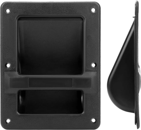 QWORK Plastic Speaker Cabinet Handles, 4 Pack Heavy Duty Recessed Holder, 6.38" x 8.5" x 2", Black