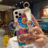 iPhone 13 Pro Max Case, Cute Glitter Bling Kickstand with Wrist Strap, Soft TPU Shockproof Cover for Girls