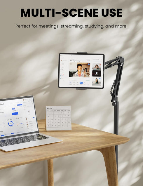 SteelStorm 360-Degree 4.7~12.9 Tablet Floor Stand, Rotatable Metal Tablet Holder Stand, Adjustable Height and Angle