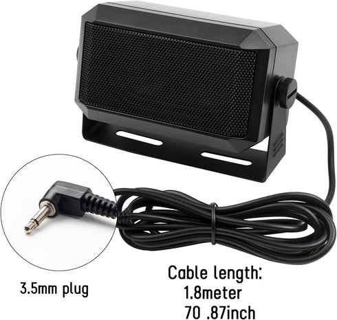 Rectangular External Communications Speaker for Ham Radio or CB & Scanners, 5 Watt, Black