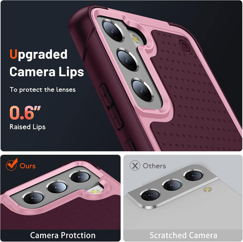 Asuwish Samsung Galaxy S22 Plus S22+ 5G Case, Rose Red with Tempered Glass Screen Protector & Rugged Dual Layer