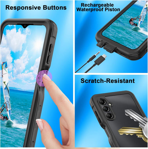 Samsung Galaxy A14 5G Phone Case, Waterproof with Clear Lens/Camera/Screen Protector, Rugged Military Shockproof - 6.6''