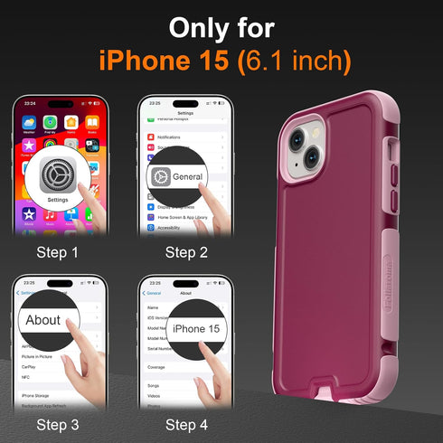 Follaroma 15 15, 6.1", for iPhone Case, Compatible with MagSafe, Heavy Duty Shockproof Protective Phone Case, Anti-Drop