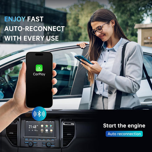 GRAYWATER Wireless CarPlay Adapter - Convert OEM Wired to Wireless Car Play Dongle for Cars 2015+