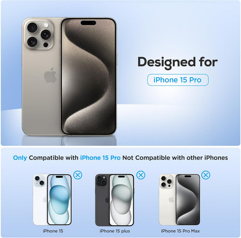 UARMOR 9H HD Clear Screen Protector for iPhone 15 Pro (6.1") - 2 Pack, Tempered Glass, Anti-Scratch, Easy Install Kit.