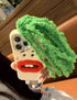 Funny Phone Case for iPhone 15, Cute 3D Sweating Emoticon Green Braids Hair Ugly Soft Silicone Case for Women Girls