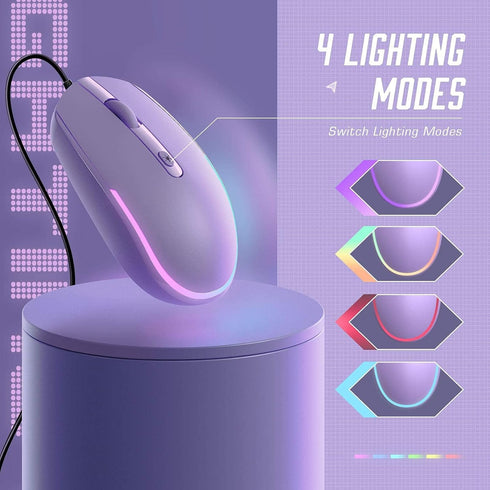 seenda Wired Mouse - USB Computer Mice Wired with RGB Backlit Optical LED Mouse with Attached USB Cord for Laptops