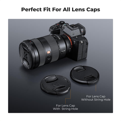 K&F Concept Lens Cap Keeper, 6 Pack Camera Lens Cap Holder with Elastic Loop + Microfiber Cleaning Cloth for Canon,