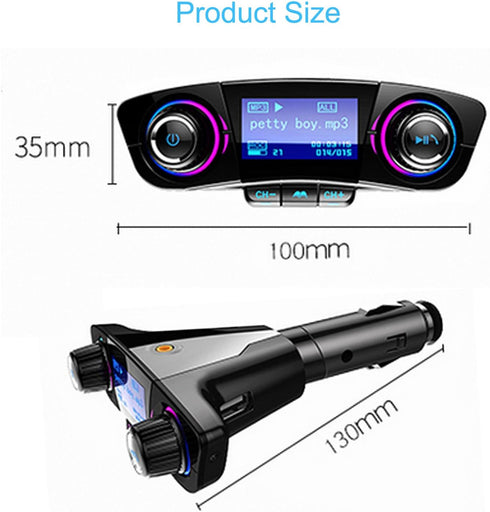 Bluetooth FM Transmitter Car Kit with Handfree-Calling, Dual USB Port, MP3 Player, TF Card, USB Flash Drive