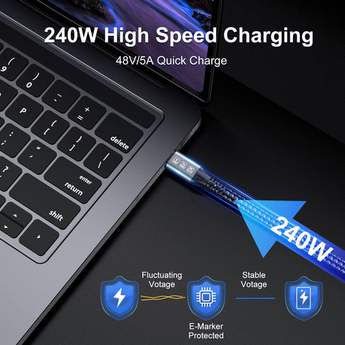 240W Thunderbolt 4 Cable 3ft, USB C Monitor Cable for 40Gbps Data Transfer and 8K/Dual 4K Video Compatible with