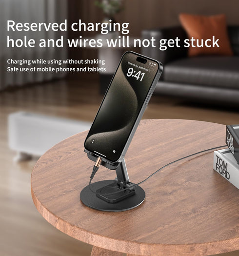 360 Degree Rotating Mobile Phone Holder, Fully Adjustable Foldable Desktop Stand for iPhone 15/14/13 Pro Max