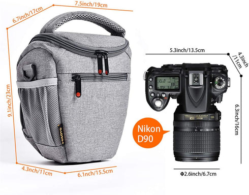 FOSOTO Compact DSLR Camera Bag, Shoulder Crossbody Case for Canon & Nikon with Waterproof Rain Cover