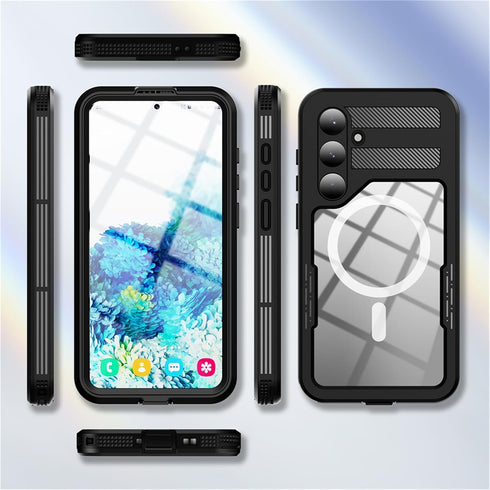 Designed for Galaxy S24+ Plus Case - Black Waterproof Case with Built-in Screen Protector, IP68 Underwater Shockproof