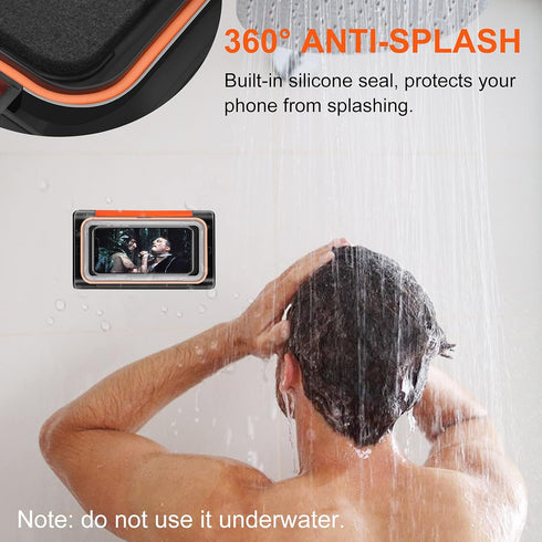 TRELC Shower Phone Holder, 180 Rotation Wall Mount Waterproof Phone Mount for Bathroom Kitchen Mirror Bathtub, Anti-Fog