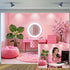 VeiVian 10X8ft Pink Vanity Backdrop Virtual Home Photography Background for Video Recording Live