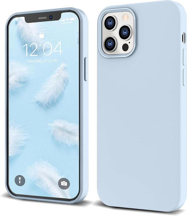 IceSword Liquid Silicone Slim Case for iPhone 12 Pro Max, Soft Anti-Scratch Microfiber Lining, Matte Pastel Baby Blue
