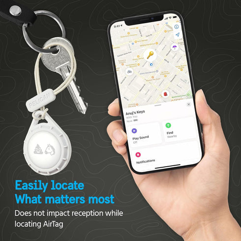 Pelican Protector AirTag Holder - Rugged Keychain with Strap Loop for Apple AirTag, Clear