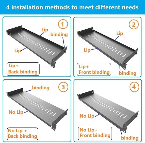 JINGCHENGMEI 1U 6"(152mm) 19-Inch Cabinet(1U6V) Disassembled Vented Cantilever Server Rack Mount Shelf Depth