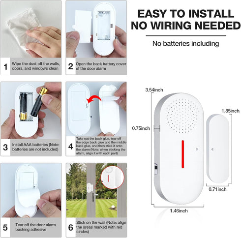 Door Window Alarm, 110DB for Kids Safety, Wireless Sensor Burglar Alarm for Home (5PCS)