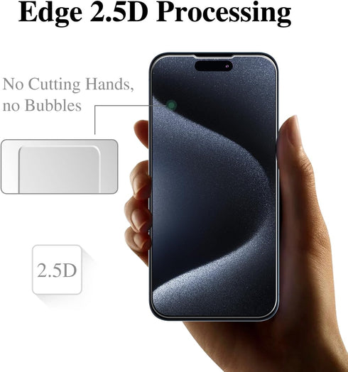 Pokolan (3-Pack) Tempered Glass Screen Protector for iPhone 15 Pro, 9H Hardness, Bubble Free, Easy to Install, Case
