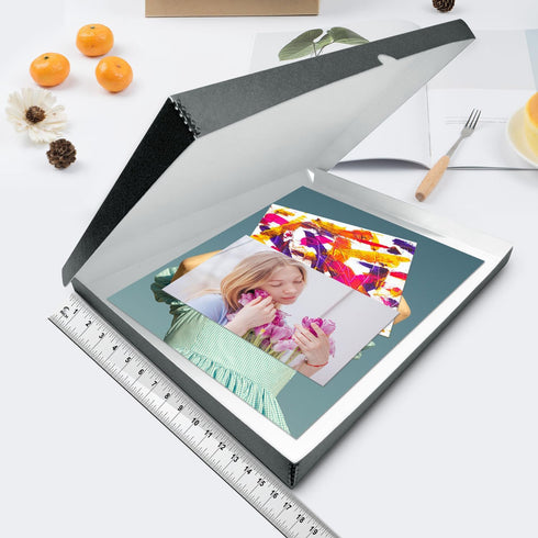 Lineco 16x20 Gray Archival Folio Storage Box - Metal Edge Clamshell Lid for Organizing Photos, Documents, Crafts