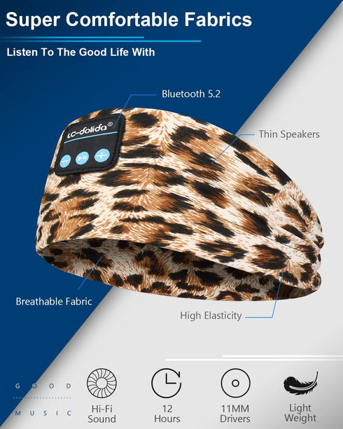 LC-dolida Bluetooth Sleep Headphones, Thin HD Stereo Speakers for Side Sleepers, Perfect for Sports, Yoga, Travel
