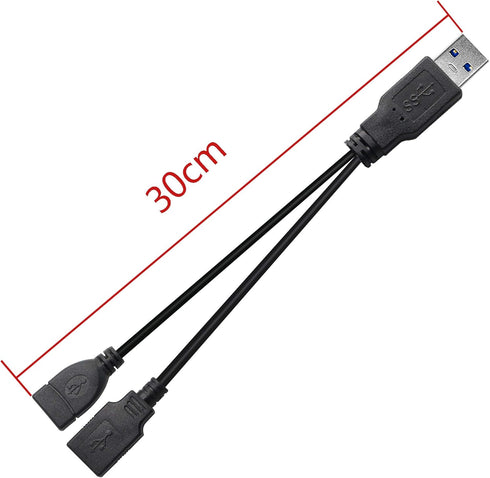 GINTOOYUN USB 3.0 Splitter Cable, USB Type A 3.0 Male to 3.0 Female and 2.0 Female Y Extension for PC, Laptop, 30cm