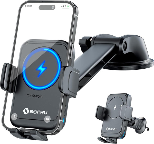 SONRU Car Phone Holder Wireless Charger, Qi 15W Wireless Car Charger Fast Charging