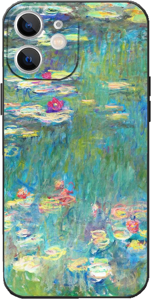 iPhone 11 Retro Floral Phone Case, Monet Water Lilies Green Landscape Aesthetic Art, Shockproof Protection