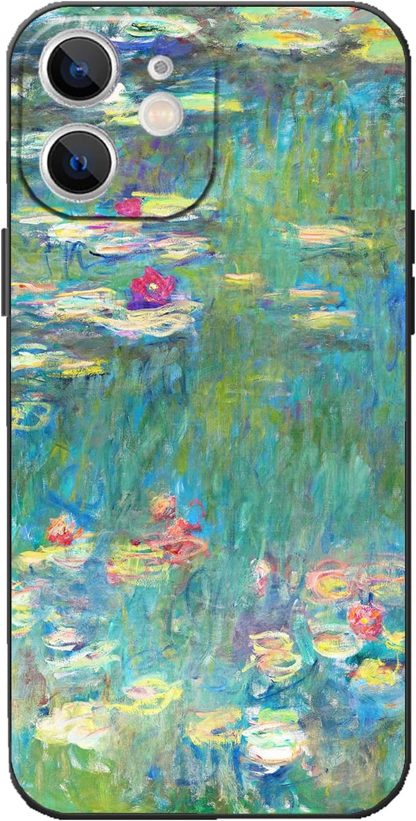 iPhone 11 Retro Floral Phone Case, Monet Water Lilies Green Landscape Aesthetic Art, Shockproof Protection