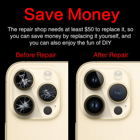 Camera Lens Replacement for iPhone 14 Pro Max, Rear Glass Lens Kit for iPhone 14 Pro, Glass Repair