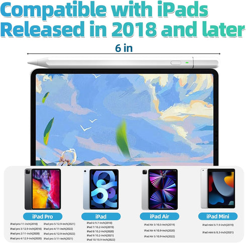 Stylus Pen for iPad 2018- Later, Hidden Charging Port Alternative to Apple Pencil USB-C, Compatible with iPad Mini 5/6,