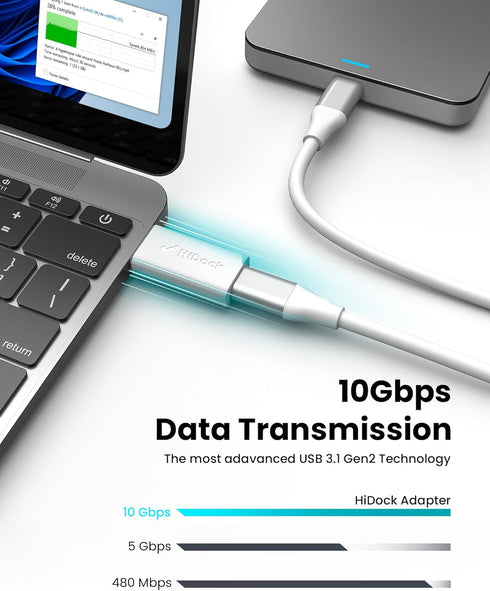 USB to USB C Adapter, USB 3.2 & 10Gbps, USB C Female to USB Male Adapter Compatible with iPhone, Samsung Galaxy, Laptop PC, SuperSpeed Data Sync & 3A Fast Charging-White